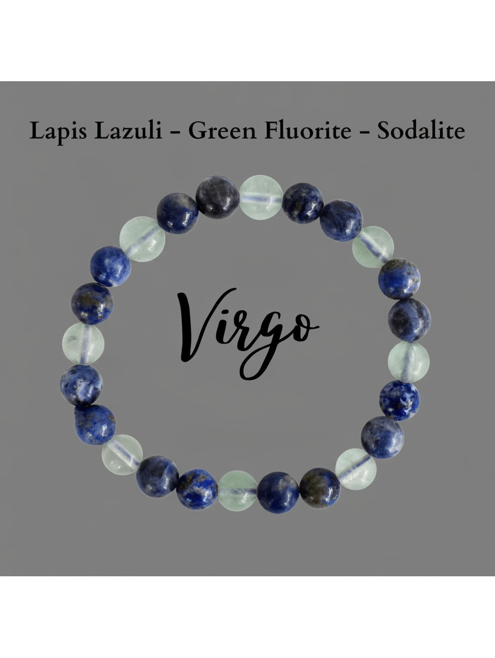 Zodiac Virgo Gemstone Bracelet-Lapis Lazul-Fluorite-Sodalite